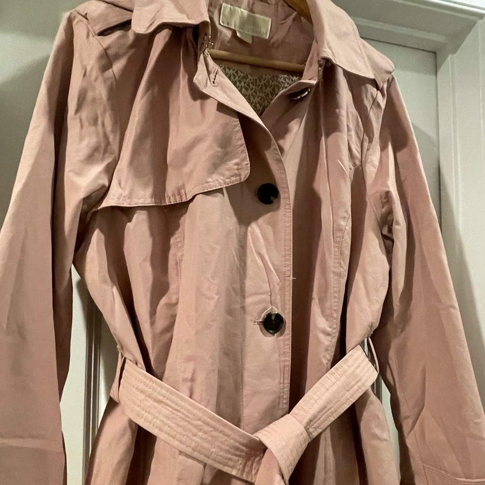 Michael Kors Women's Pink Trench Coat with Belt - Picture 2 of 5